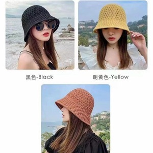 Sombrero de Punto para Mujer, Estilo Bucket, Color Negro, Protección Solar, Transpirable, Casual, para Playa, para Adultos - Product Image 4