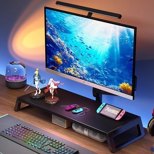 <b>Desktop</b> Monitor Stand Raised Base Storage Rack Multi Purpose Office Organizer Rectangle Shape Standing Type - Product Image 1
