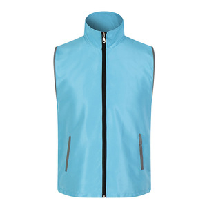 เสื้อกีฬากลางแจ้งสีน้ำเงินสะท้อนแสงแบบไม่มีแขนพร้อมซิปด้านหน้าสำหรับสวมใส่พักผ่อน - Product Image 2