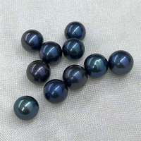Perles rondes en nacre d'eau douce naturelle de 6 à 13 mm, couleur bleu vert noir paon, pour la fabrication de bijoux