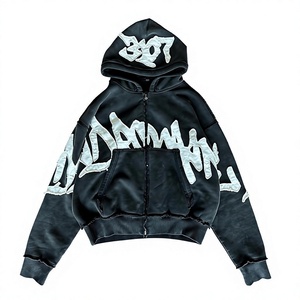 Sudadera con Capucha de Felpa 100% Algodón, Gruesa, Antipilling, con Diseño Invernal Bordado, Cómoda, Estilo Urbano Vintage - Product Image 1