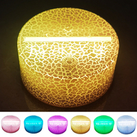 Base de lampe LED 3D craquelée avec contrôle tactile et télécommande, abat-jour en acrylique RVB, design moderne, construction ABS facile à monter soi-même