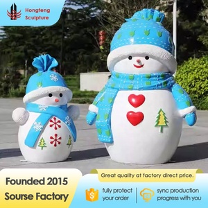 Scultura di pupazzo di neve dipinta a mano in resina di fibra di vetro per decorazioni natalizie da esterno per centri commerciali, giardini, piazze e aree pubbliche - Product Image 4