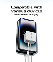 Chargeur de bureau rapide GaN 65W avec 2 ports Type-C (PD3.1/FCP), pliable, écologique, protection ignifuge pour montre connectée et écouteurs