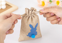 Produits de fête de Pâques faveurs cadeau lapin imprimé bonbons sac à cordon lin lapin Goodie sacs 13*18cm