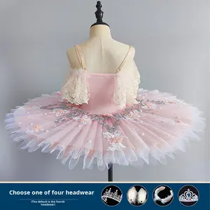 Tutú Profesional de Ballet Tipo Pancake para Niñas, Disfraz de Ballet del Lago de los Cisnes <span class=keywords><strong>Blanco</strong></span>, Falda Tutú de Bailarina para Niñas - Product Image 2