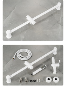 Nero opaco in ottone semplice montato a parete con barra di scorrimento calda formica <span class=keywords><strong>doccia</strong></span> a pioggia fredda Set Mixer per il bagno - Product Image 6