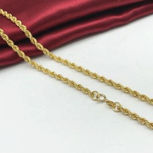 Xinfly 2.7mm Jewelry Pure 18K Yellow Solid Gold Necklaces Braid <b>Rope</b> <b>Chains</b> for Men - Product Image 4