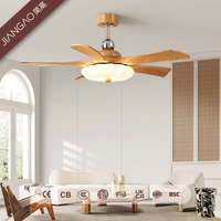 Ventilateur de plafond intelligent avec éclairage LED et télécommande Bluetooth, design européen, en bois Alexa, avec pales de 42/47 pouces