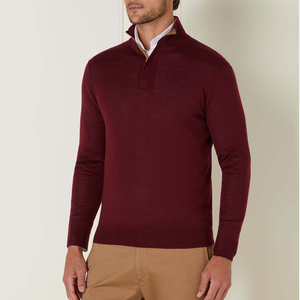 Vente en gros de <span class=keywords><strong>pull</strong></span> pour hommes avec logo personnalisé 70% laine 30% <span class=keywords><strong>cachemire</strong></span> demi-fermeture éclair anti-boulochage tricot hiver Service OEM disponible - Product Image 5