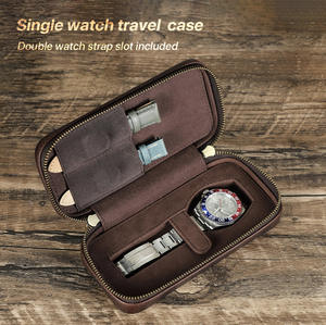 Étui de voyage de montre en cuir véritable unique à fermeture éclair Portable de Style de mode pour affichage de stockage de montre <span class=keywords><strong>ROLX</strong></span> avec fente pour bracelet de montre - Product Image 3