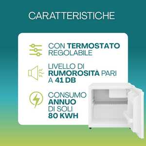 Mini Refrigerador Blanco de 46 Litros, Compacto, con Puerta Reversible y Termostato Ajustable, Refrigerador Tipo Barra - Product Image 3