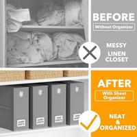 Organisateur de rangement pliable en tissu de lin pour chambre à coucher, avec fenêtre, pour draps et linge de lit – Vente en gros