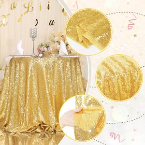 Yachen 40/48/60Inch Vòng Vàng Sequin Vải Khăn Trải Bàn Trang Trí Đám Cưới Bảng Vải Bìa Cho Đảng Bàn Tiệc - Product Image 2