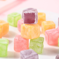 Halal Certified Wholesale Bulk Mixed Fruit Flavor Sour Sugar Coated Soft Sweet Cube Shaped Gummy Candy China Manufacturer