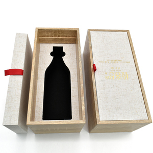 Kết cấu gỗ chai rượu thủy tinh giấy gói Hộp Quà Tặng Gin Tequila rượu sâm banh rượu kho báu bao bì hộp - Product Image 2
