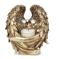 بوليريسين الذهب الخصم الاقمشه بيركلي شمعة حامل نذري خمر الراتنج الزخرفية حوامل شموع الملاك الجناح الصلاة (الذهب)