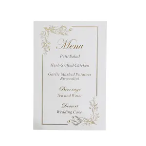 New product Personalized Logo Rectangle Shape Hot Stamping Foil Menus Elegant Wedding Paper Menu Cards