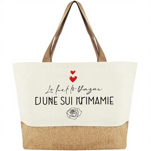 Bolsa de Compras Tarklanda para Abuela, de Algodón y Yute, con Patrón de Letras, para Playa, Origen China, Sin Cierre, Regalo para Cumpleaños o Día de la Madre - Product Image 1