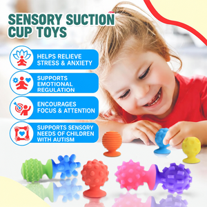 Eight Texture Silicone Sensory <b>Fidget</b> Toys Colorful Suction Cup Stress Relief <b>Set</b> with Dimpled Wavy and Bumpy Surfaces - Product Image 6