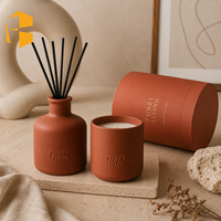 FUBEI LIVING Bougie parfumée et diffuseur à bâtonnets en céramique dans des pots en terre cuite Coffret cadeau Parfum d'ambiance Pots de bougies en céramique