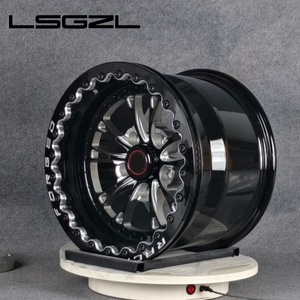 Ruedas Drag 15x10 17x10 5x114.3 5x120 Personalizadas con Beadlock, Forjadas en Negro Brillante Fresado para Fox Body Mustang Falcon Holden Commodore HSV - Product Image 5