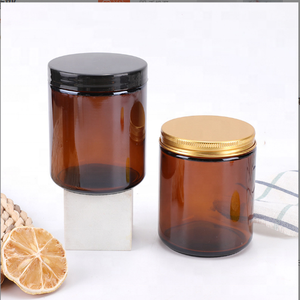 Bougies droites et personnalisées, 4oz, 8oz, 16oz, avec couvercle noir, en <span class=keywords><strong>verre</strong></span> ambre foncé, pour la fabrication de bijoux, vente en gros, pièces - Product Image 1