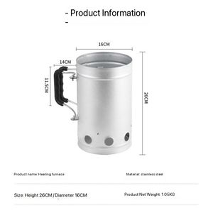 أداة إكسسوارات معدنية لمدخنة الفحم والفحم المقاوم للصدأ Auplex Kamado لشواية BBQ - Product Image 3