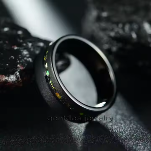 Gentdes Jewelry 8mm <strong>Flat</strong> Sandblast Groove Sequins Inlay <strong>Titanium</strong> Steel <strong>Ring</strong> Men <strong>Ring</strong> Wedding Bands US Size 6 to 17 - Product Image 6