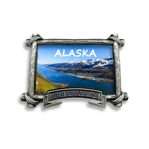 Antieke Stijl Souvenirs Juneau Alaska Metalen Koelkast Magneet Fotolijst Koelkast Magneet