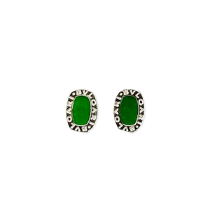 Orecchini in Giadeite Naturale Birmana di Grado A, Forma a Lingotto, Orecchini a Perno in Giadeite Verde per Uso Quotidiano Femminile, Regalo in Giadeite (con Certificato NGTC) - Product Image 1