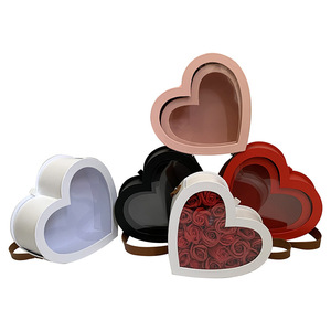 Abertura Da Janela Em Forma De Coração Caixa De Mão Conjunto De Duas Flores Caixa De Flor Eterna Caixa De Presente Portátil - Product Image 1