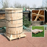 Rundes Holzfass mit Gitter-Trocknungsgitter aus Fichtenholz für Bienenstöcke, Verstärkte Traditionelle Imkerei-Box