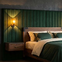 Meubles de chambre d'hôtel de luxe : Lit plateforme rembourré en velours avec cadre en bois de noyer pour hôtels et auberges