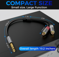 Câble adaptateur Y 6,35 mm vers double RCA, stéréo TRS mâle vers 2 RCA femelle pour amplificateur et guitare