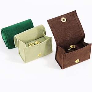 Custom Logo Small Travel Jewelry Storage <b>Box</b> for Women Velvet Snap Button Closure Jewelry Organizer EleQueen EQ533 - Product Image 2