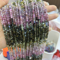 HUI RUI Vente en gros de perles rondes facettées en tourmaline colorée dégradée de 2 mm et 3 mm pour la création de bijoux DIY