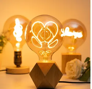 Cổ Cổ Điển Retro Thủy Tinh Màu Hổ Phách Trắng Ấm 2200K Edison Cong Mềm Mại Linh Hoạt Xoắn Ốc E27 G80 G95 Trang Trí LED Bóng Đèn Dây Tóc