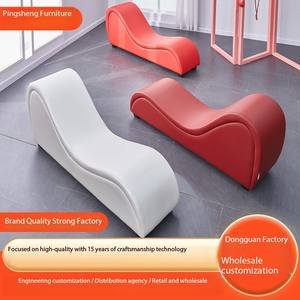 Kunden spezifische luxuriöse S-förmige gebogene Freizeit Liege Paar Stuhl Massivholz PU Leder Wohnzimmer Schlafs ofa Sex Sofa - Product Image 3