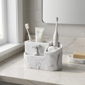 Organisateur et rangement pour comptoir de salle de bain, support à <span class=keywords><strong>5</strong></span> emplacements pour brosses à dents électriques et dentifrice, accessoires de coiffeuse - Product Image 2