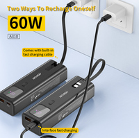 Batterie externe pour ordinateur portable A310 100W, 10000mAh, ultra-mince, étanche, avec câble USB-C intégré, chargeur rapide PD, chargeur portable