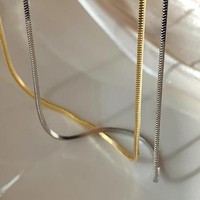 Vente en gros de bijoux de mode simples et imperméables, collier à chaîne en forme de serpent rond fin en acier inoxydable plaqué or et argent pour femmes
