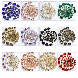 De vidrio de colores de cristal coser en diamantes de imitación de oro de 50 unids/bolsa formas mixtas coser piedras para prendas de vestir Ropa Accesorios