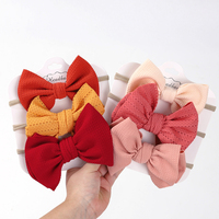 Lot de 3 Bandeaux Élastiques Mignons pour Bébé Fille, Nœuds pour Cheveux, Bandeaux en Nylon Doux pour Nouveau-né, Turbans Cadeaux