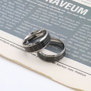 <b>Titanium</b> Steel <b>Ring</b> Geometric Shape Steel Color Men's Jewelry Gift Occasion Channel Setting Inlay - Product Image 3