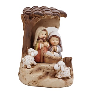 Decoración de interiores, Natividad cruzadas de figuritas, artículos religiosos católicos, papel de burbujas de la Sagrada Familia, gran oferta, caja marrón de resina - Product Image 1