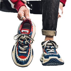 Chaussures pour hommes Nouveau modèle 2025 Automne Jeunesse Tendance Populaire Course à pied Semelle épaisse Résistante à l'usure Maille Color-block Chaussures de papa - Product Image 1