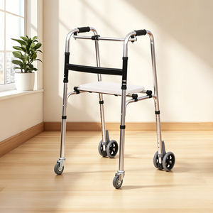 Déambulateur léger en aluminium avec siège, hauteur réglable, pliable, aide à la mobilité pour les personnes âgées et les adultes handicapés - Product Image 5