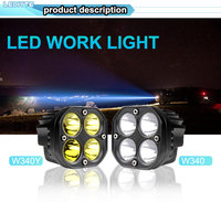 Luz de Trabajo LED Auxiliar Todoterreno 4X4 de Doble Color Blanco y Amarillo, Mini Luz de Conducción LED de 3 Pulgadas
