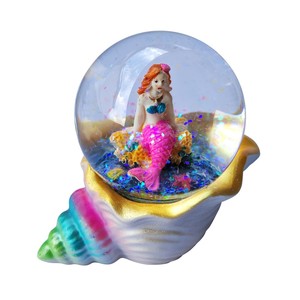 Bola de Nieve Creativa con Diseño de Sirena, Globo de Agua Personalizado en Resina 3D, Recuerdos de Conchas, Adornos de Bola de Nieve de Cristal - Product Image 1